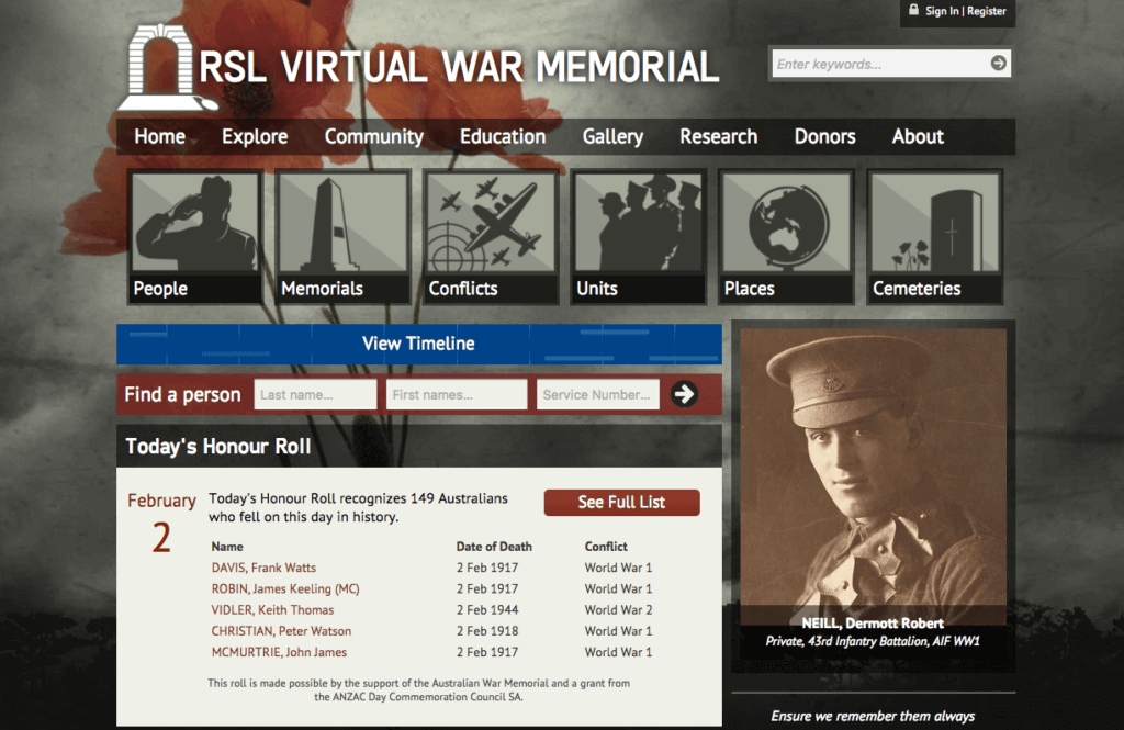 Virtual War Memorial Australia | MindVision